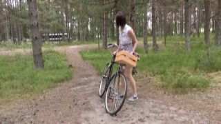 EuroCoeds - sonja naked bike riding in the forest then