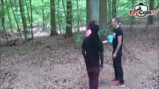 german skinny amateur redhead teen outdoor threesome